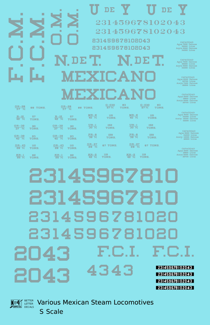 UdeY NdeT FCM Mexicano FCI Various Mexican Steam Locomotives Silver