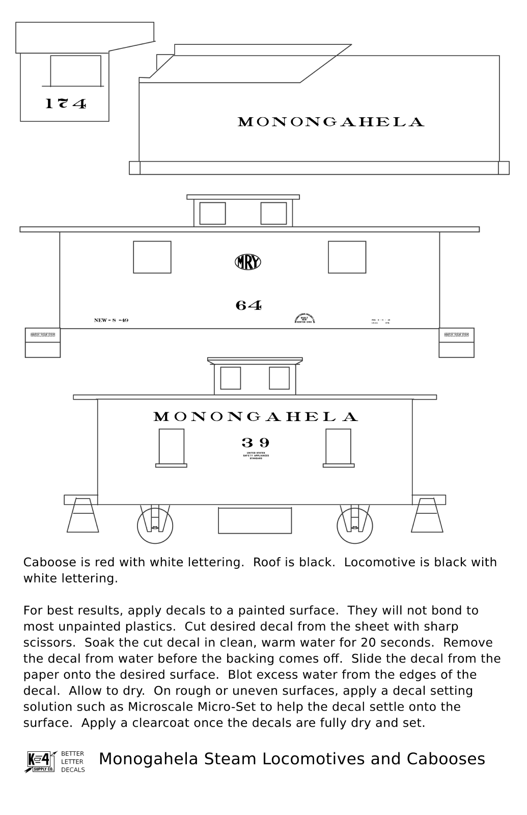 Monongahela Steam Locomotive and Caboose White