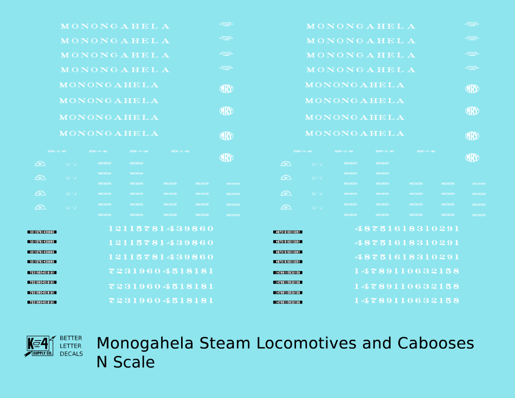 Monongahela Steam Locomotive and Caboose White