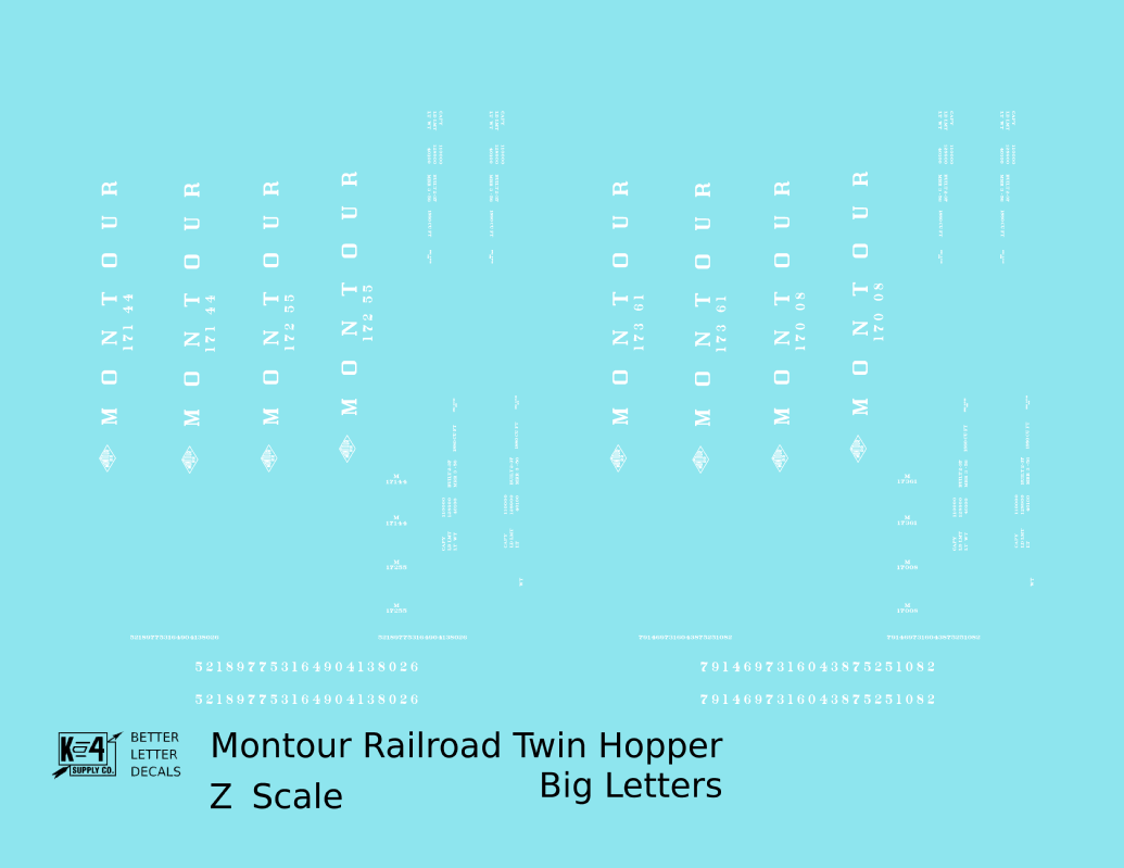 Montour Railroad Ribbed Twin Hopper White Big Lettering