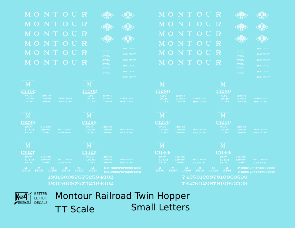 Montour Railroad Ribbed Twin Hopper White Small Lettering