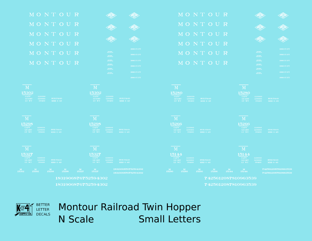 Montour Railroad Ribbed Twin Hopper White Small Lettering
