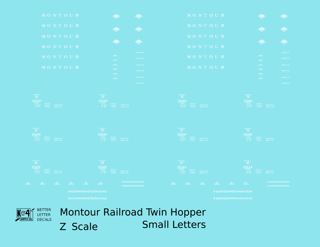 Montour Railroad Ribbed Twin Hopper White Small Lettering