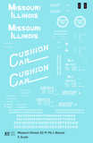 Missouri-Illinois 50 Ft PS1 Boxcar White Missouri Pacific Cushion Car - Decal - Choose Scale