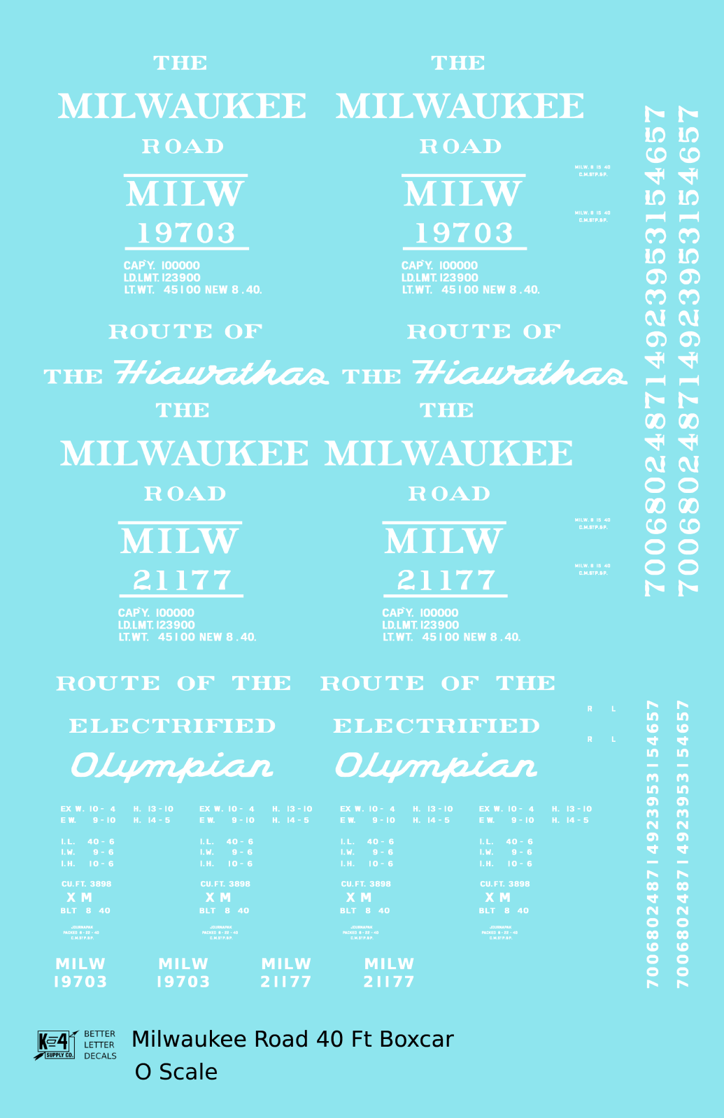 Milwaukee Road 40 Ft Boxcar White Olympian / Hiawatha