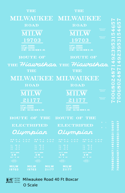Milwaukee Road 40 Ft Boxcar White Olympian / Hiawatha