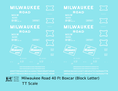 Milwaukee Road 40 Ft Boxcar White Block Letter
