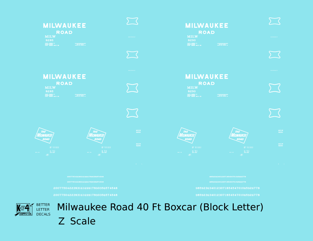 Milwaukee Road 40 Ft Boxcar White Block Letter