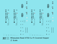 Milwaukee Road 4750 Cu Ft Covered Hopper Black  - Decal - Choose Scale