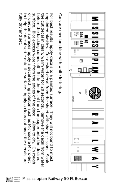 Mississippian Railway 50 Ft Ribbed Boxcar White