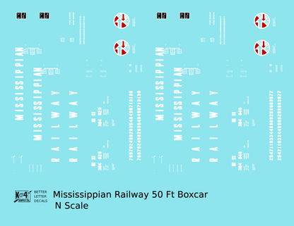 Mississippian Railway 50 Ft Ribbed Boxcar White