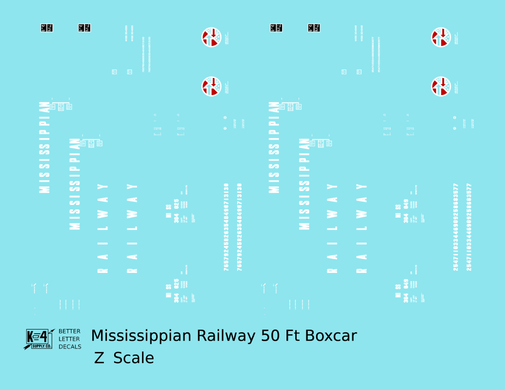 Mississippian Railway 50 Ft Ribbed Boxcar White