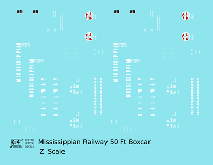 Mississippian Railway 50 Ft Ribbed Boxcar White