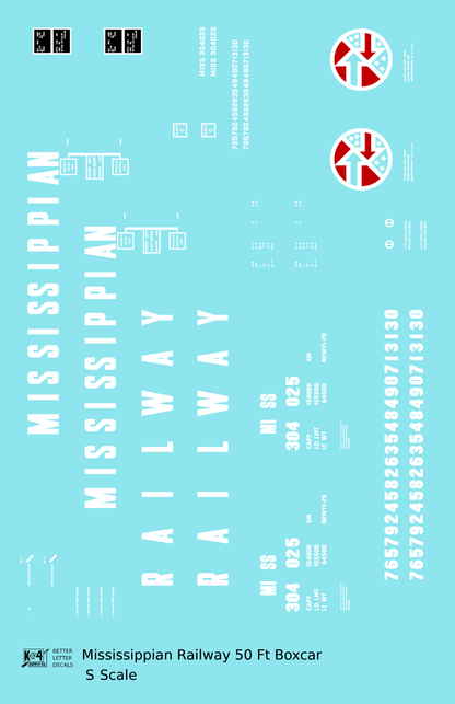 Mississippian Railway 50 Ft Ribbed Boxcar White