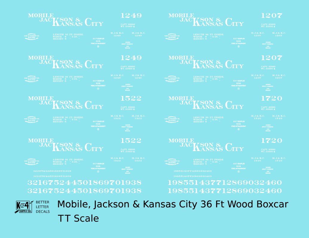 Mobile, Jackson & Kansas City 36 Ft Boxcar White