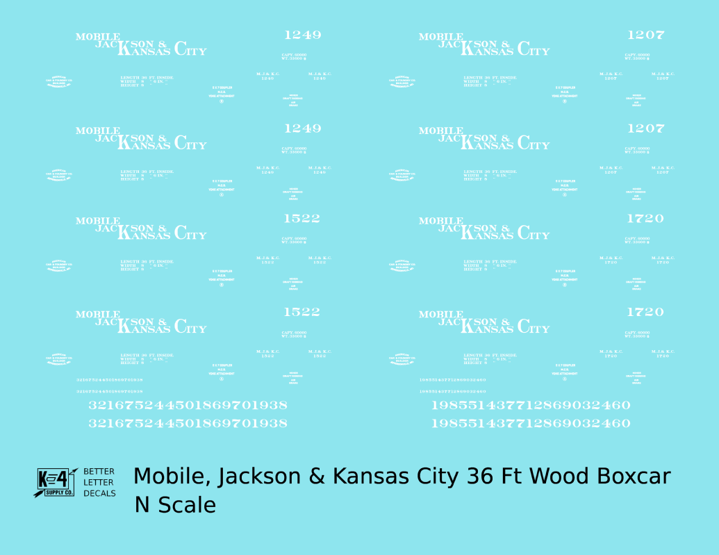 Mobile, Jackson & Kansas City 36 Ft Boxcar White