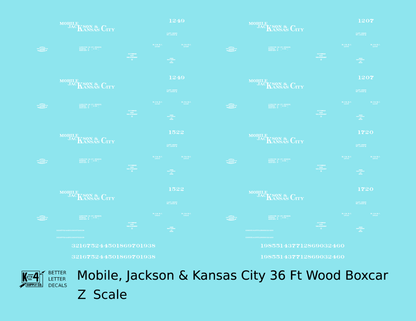Mobile, Jackson & Kansas City 36 Ft Boxcar White