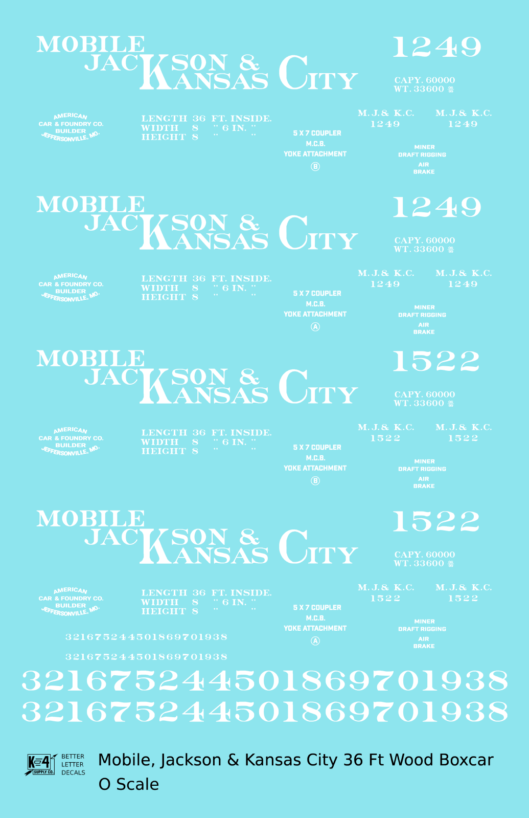 Mobile, Jackson & Kansas City 36 Ft Boxcar White