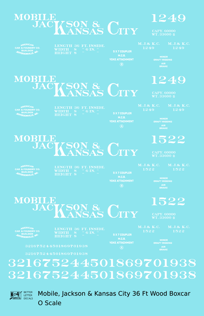 Mobile, Jackson & Kansas City 36 Ft Boxcar White
