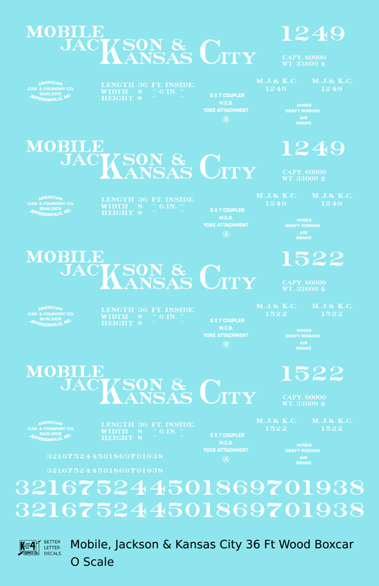 Mobile, Jackson & Kansas City 36 Ft Boxcar White