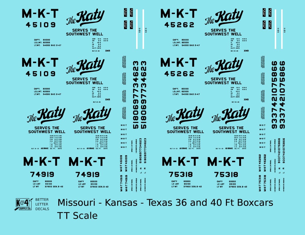 Missouri Kansas Texas 36 Ft, 40 Ft Boxcar Black