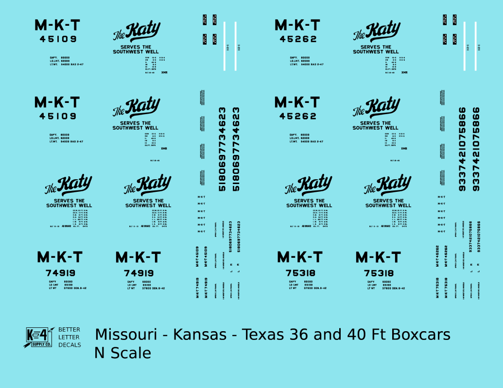 Missouri Kansas Texas 36 Ft, 40 Ft Boxcar Black