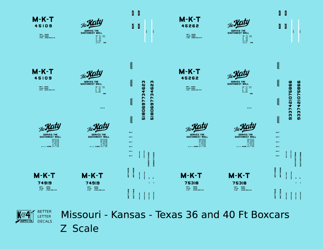 Missouri Kansas Texas 36 Ft, 40 Ft Boxcar Black