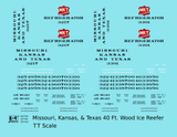 Missouri Kansas Texas Wood Ice Reefer Black Red and White MKT Katy - Decal - Choose Scale