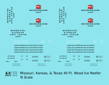 Missouri Kansas Texas Wood Ice Reefer Black Red and White MKT Katy - Decal - Choose Scale