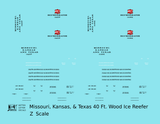 Missouri Kansas Texas Wood Ice Reefer Black Red and White MKT Katy - Decal - Choose Scale