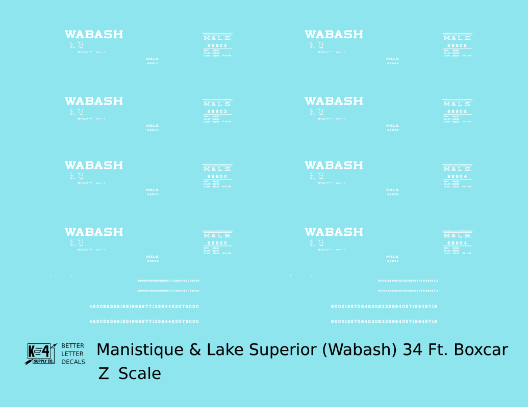 Manistique & Lake Superior (Wabash) 34 Ft Wood Boxcar White