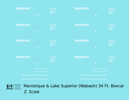Manistique & Lake Superior (Wabash) 34 Ft Wood Boxcar White