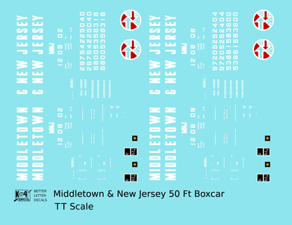 Middletown and New Jersey 50 Ft Ribbed Boxcar White