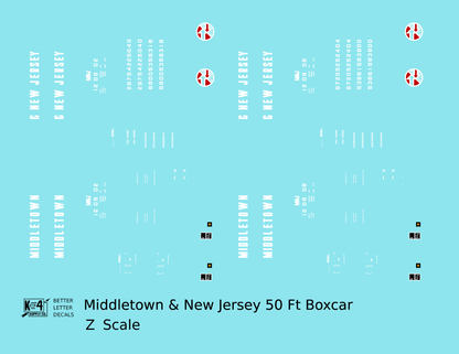Middletown and New Jersey 50 Ft Ribbed Boxcar White