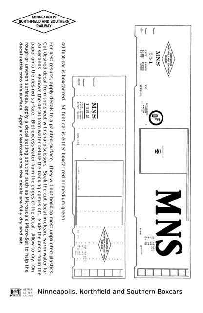 Minneapolis Northfield and Southern 40 and 50 Ft Boxcars White