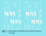 Minneapolis Northfield and Southern 40 and 50 Ft Boxcars White