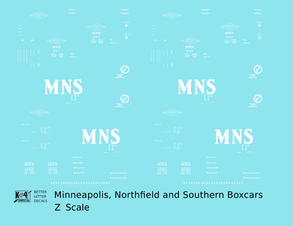 Minneapolis Northfield and Southern 40 and 50 Ft Boxcars White