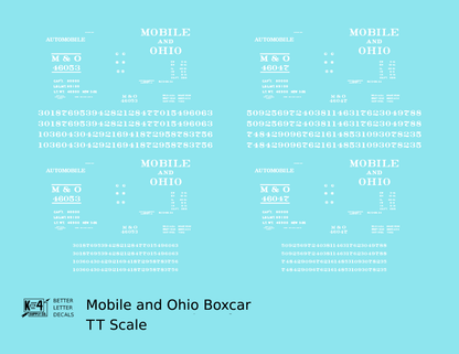 Mobile and Ohio 40 Ft Boxcar White Lettering GM&O Predecessor