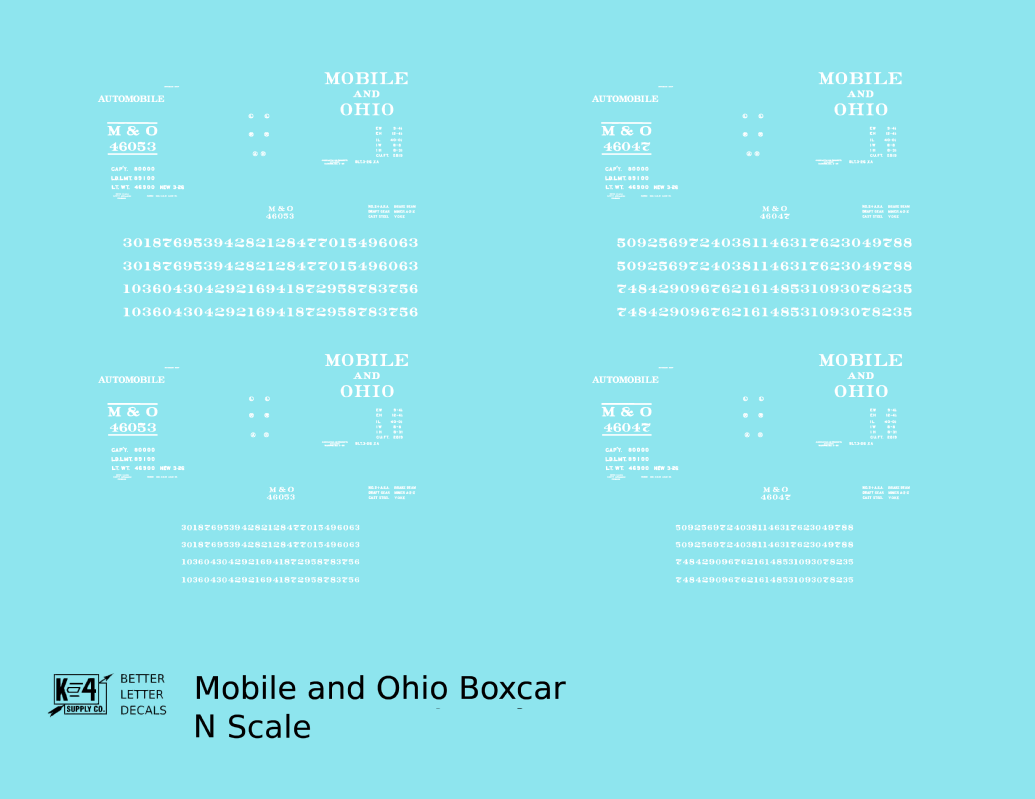 Mobile and Ohio 40 Ft Boxcar White Lettering GM&O Predecessor