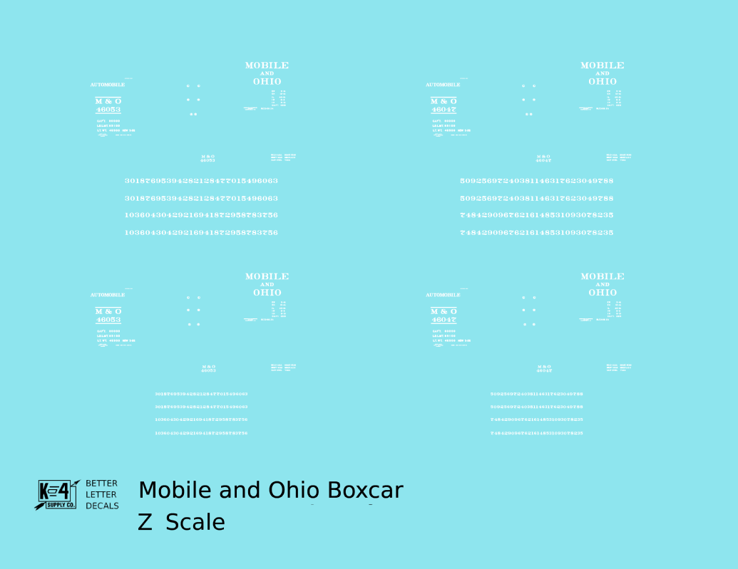 Mobile and Ohio 40 Ft Boxcar White Lettering GM&O Predecessor