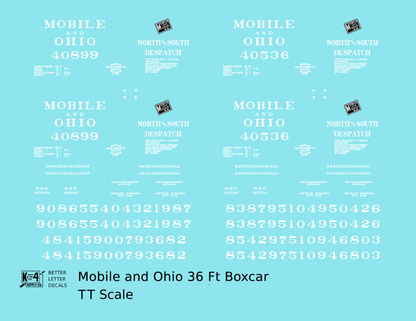 Mobile and Ohio 36 Ft Wood Boxcar White GM&O Predecessor