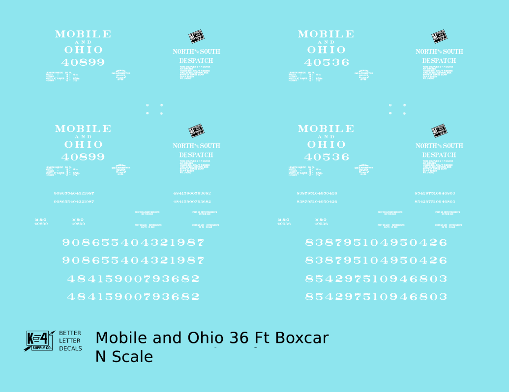 Mobile and Ohio 36 Ft Wood Boxcar White GM&O Predecessor