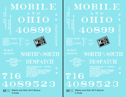 Mobile and Ohio 36 Ft Wood Boxcar White GM&O Predecessor