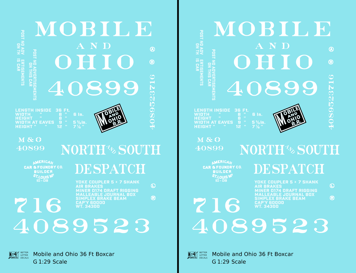 Mobile and Ohio 36 Ft Wood Boxcar White GM&O Predecessor