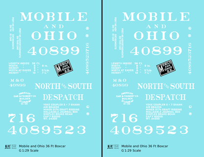 Mobile and Ohio 36 Ft Wood Boxcar White GM&O Predecessor
