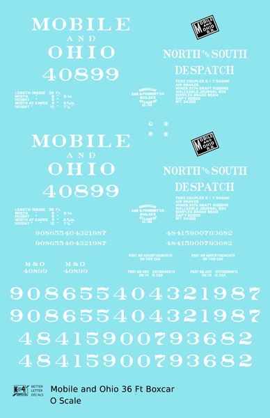 Mobile and Ohio 36 Ft Wood Boxcar White GM&O Predecessor