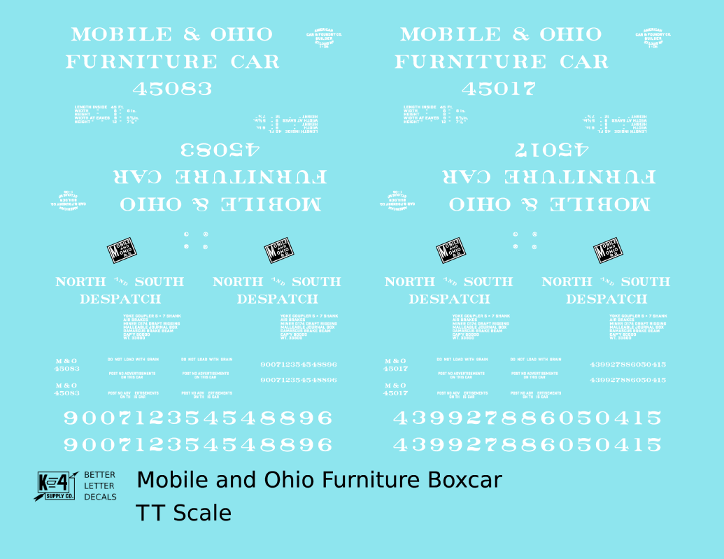 Mobile and Ohio Wood Furniture Boxcar White GM&O Predecessor