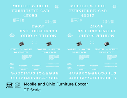 Mobile and Ohio Wood Furniture Boxcar White GM&O Predecessor