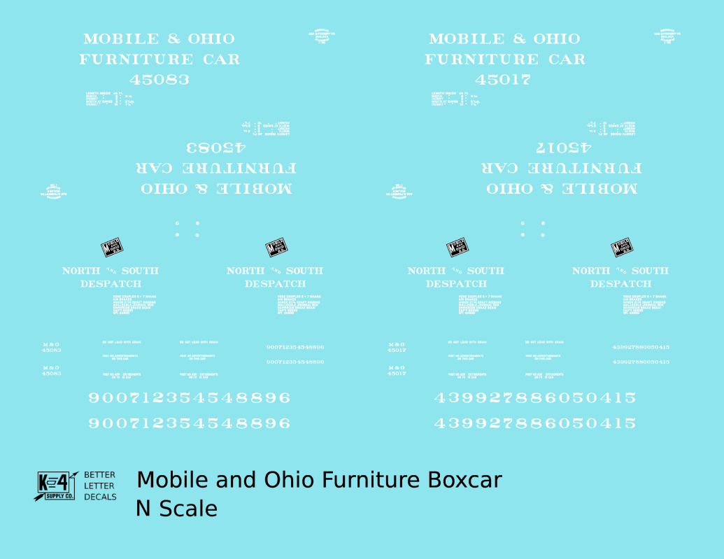 Mobile and Ohio Wood Furniture Boxcar White GM&O Predecessor