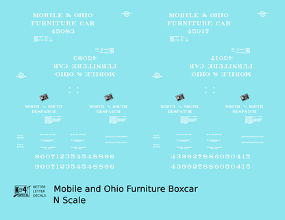 Mobile and Ohio Wood Furniture Boxcar White GM&O Predecessor